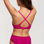 Women's Sexy Mesh Lace Balconette Bra Granita Pink