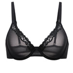 Women's Cosnufy® Mesh Sheer Demi Underwire Unlined Balconette Bra With Lace Trim White