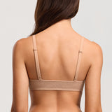 Women's Sexy Mesh Dotted Front Closure Bra Natural