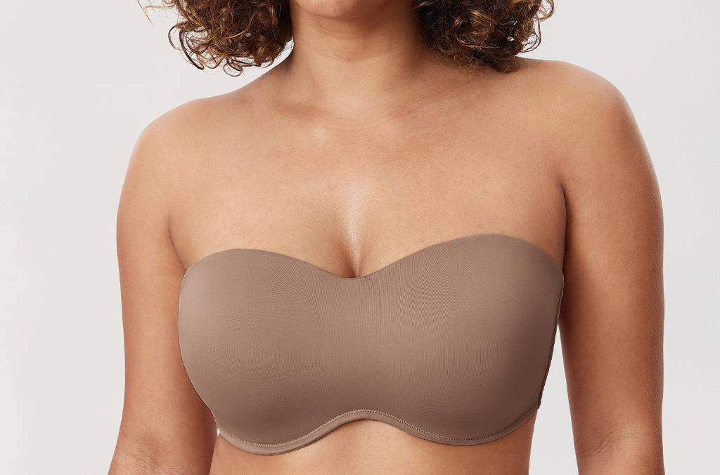 Women's Bandeau Strapless Bra Brown Purple