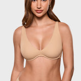 Women's Inbarely® Plus V Neck Unlined Bra - Wide Straps Warm Beige