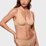 Women's Inbarely® Plus V Neck Unlined Bra - Wide Straps Warm Beige