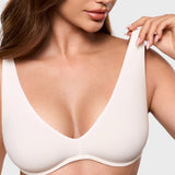 Women's Inbarely® Plus V Neck Unlined Bra - Wide Straps Coconut White