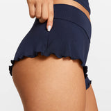 Modal Ribbed Fold Over Pleated Sleep Shorts Deep Ocean Blue