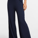 Modal Ribbed Wide Leg Casual Pants Moon Heather Grey