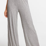 Modal Ribbed Wide Leg Casual Pants Black