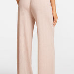 Modal Ribbed Wide Leg Casual Pants Light Khaki Heather
