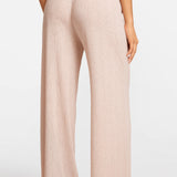 Modal Ribbed Wide Leg Casual Pants Light Khaki Heather