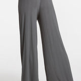 Modal Ribbed Wide Leg Casual Pants Black