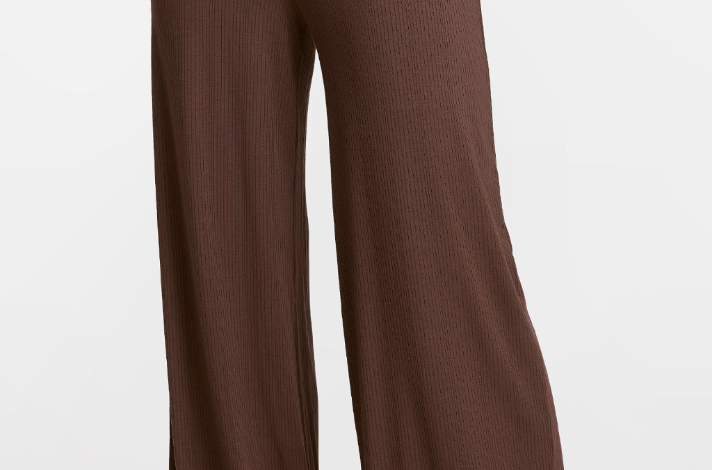 Modal Ribbed Wide Leg Casual Pants Twilight Gray