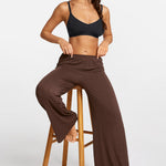 Modal Ribbed Wide Leg Casual Pants Twilight Gray