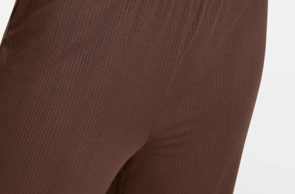 Modal Ribbed Wide Leg Casual Pants Twilight Gray