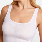 Modal Ribbed Sleeveless Lounge Tank White
