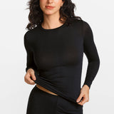 Modal Ribbed Long Sleeve Crew Neck T-Shirt Black