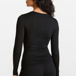 Modal Ribbed Long Sleeve Crew Neck T-Shirt Black