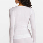 Modal Ribbed Long Sleeve Crew Neck T-Shirt White