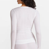 Modal Ribbed Long Sleeve Crew Neck T-Shirt White