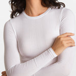 Modal Ribbed Long Sleeve Crew Neck T-Shirt White
