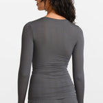 Modal Ribbed Long Sleeve Crew Neck T-Shirt Twilight Gray