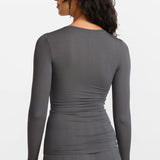 Modal Ribbed Long Sleeve Crew Neck T-Shirt Twilight Gray