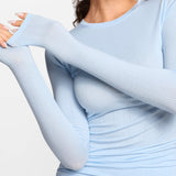 Modal Ribbed Long Sleeve Crew Neck T-Shirt Light Glacier