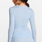 Modal Ribbed Long Sleeve Crew Neck T-Shirt Light Glacier