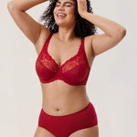 Women's Beauty Lace Bra - Unlined & Underwire Dark Red