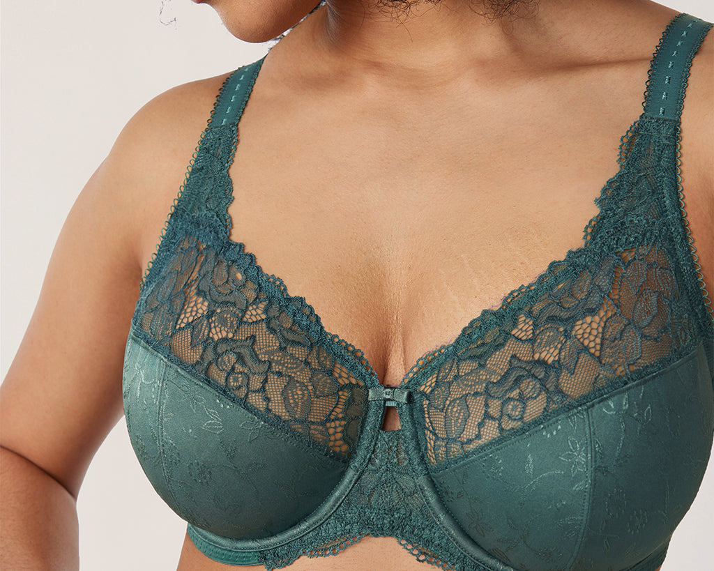 Women's Beauty Lace Bra - Unlined & Underwire Midnight Emerald