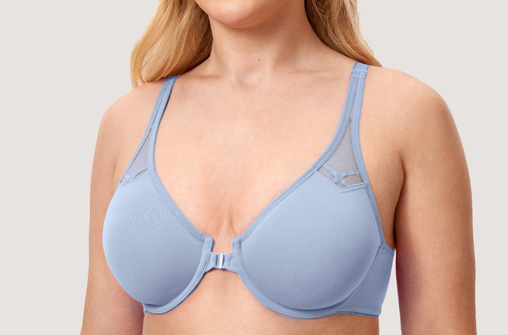 Women's Front Closure Unlined Bra - Underwire Moonlight Blue
