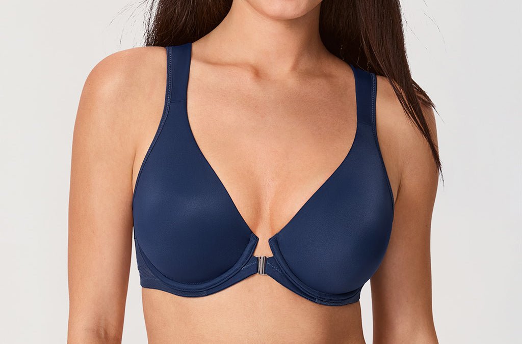 Women's Plunge Back Posture Bra Nightfall Blue @model_info:ESA1