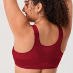 Women's Plunge Back Posture Bra Dark Red @model_info:ES2