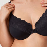 Women's Lace Front Closure Posture Bra Black