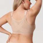 Women's Lace Front Closure Posture Bra Beige