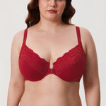Women's Lace Front Closure Posture Bra Dark Red