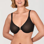 Women's Sheer Mesh Front Closure Posture Bra Black @model_info:G1