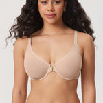 Women's Sheer Mesh Front Closure Posture Bra Beige @model_info:E1