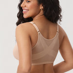 Women's Sheer Mesh Front Closure Posture Bra Beige @model_info:E2
