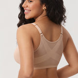 Women's Sheer Mesh Front Closure Posture Bra Beige @model_info:E2
