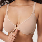 Women's Sheer Mesh Front Closure Posture Bra Beige @model_info:E3