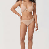 Women's Sheer Mesh Front Closure Posture Bra Beige @model_info:E4