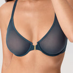 Women's Sheer Mesh Front Closure Posture Bra Sargasso @model_info:ESA3