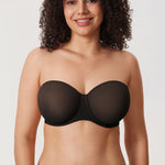Women's Mesh Unlined Strapless Bra Brown Purple