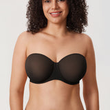 Women's Mesh Unlined Strapless Bra Brown Purple