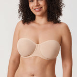 Women's Mesh Unlined Strapless Bra Brown Purple