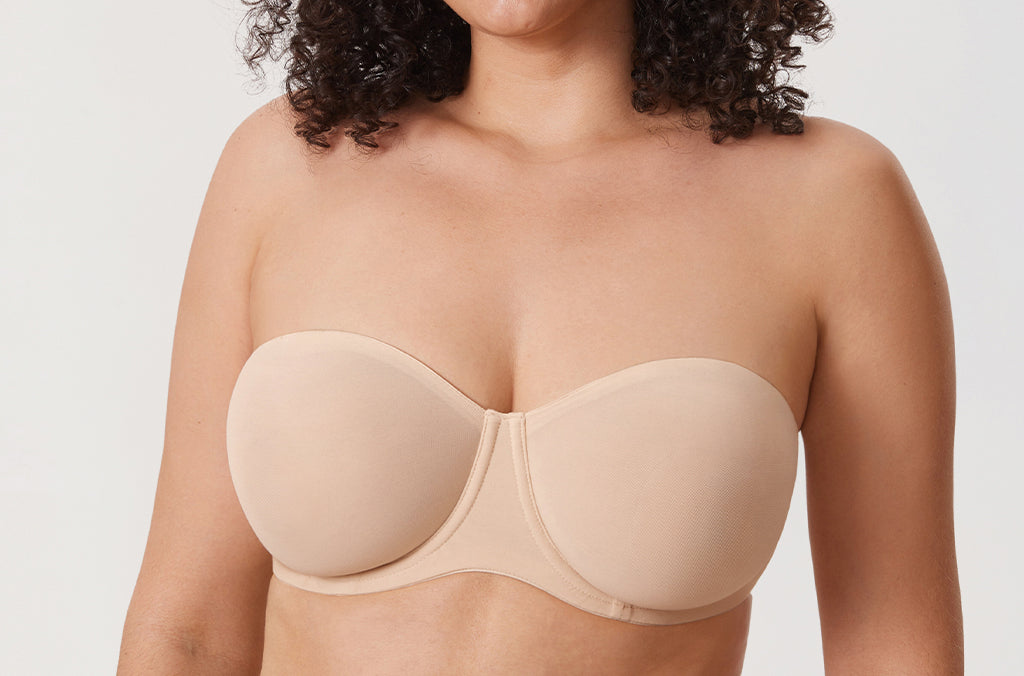 Women's Mesh Unlined Strapless Bra Brown Purple