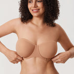 Women's Mesh Unlined Strapless Bra Brown Purple
