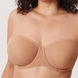Women's Mesh Unlined Strapless Bra Brown Purple