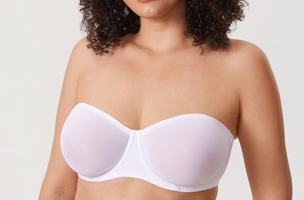 Women's Mesh Unlined Strapless Bra Brown Purple