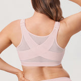 Women's Soft X-shaped Back Posture Bra Gentle Rose